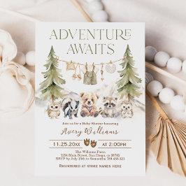 Woodland Adventure Oh Boy Baby Shower Invitation 招待状
