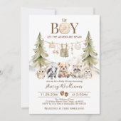 Woodland Adventure Oh Boy Baby Shower Invitation 招待状 (正面)