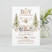 Woodland Adventure Oh Boy Baby Shower Invitation 招待状 (スタンド正面)