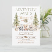 Woodland Adventure Oh Boy Baby Shower Invitation 招待状 (スタンド正面)