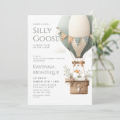 Woodland Air Balloon Silly Goose Bow Baby Shower 招待状 (スタンド正面)