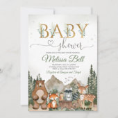 Woodland animal Baby Shower 招待状 (正面)