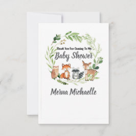 woodland animal  baby shower invitation サンキューカード