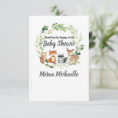 woodland animal baby shower invitation サンキューカード (スタンド正面)