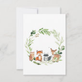 woodland animal baby shower invitation サンキューカード (裏面)