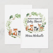 woodland animal baby shower invitation サンキューカード (正面/裏面)