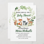 woodland animal  baby shower invitation 招待状 (正面/裏面)