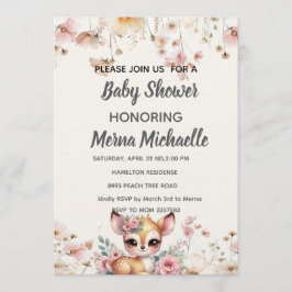 woodland animal  baby shower invitation 招待状