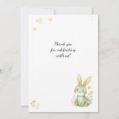 Woodland Animal Birthday Fox Yellow Hearts Floral 招待状 (裏面)