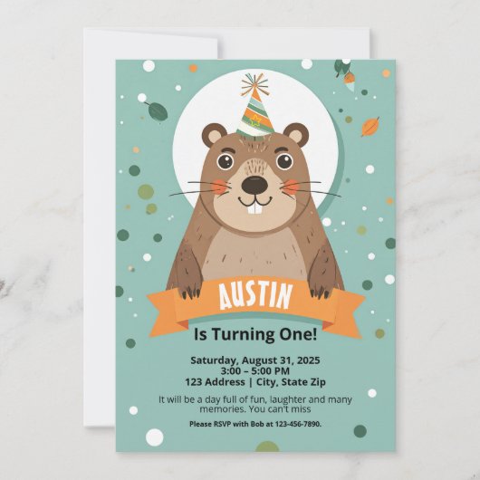 Woodland Animal Birthday Invitations for Kids 招待状 (正面)