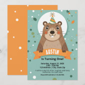 Woodland Animal Birthday Invitations for Kids 招待状 (正面/裏面)