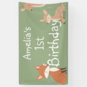 Woodland Animal Birthday Party Banner 横断幕 (縦)