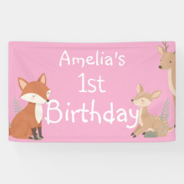 Woodland Animal Birthday Party Banner 横断幕