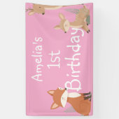  Woodland Animal Birthday Party  Banner 横断幕 (縦)