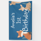  Woodland Animal Birthday Party  Banner 横断幕 (縦)