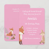  Woodland Animal Birthday Party Invitation 案内状 (正面/裏面)