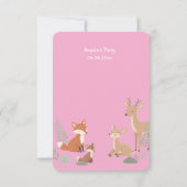  Woodland Animal Birthday Party Invitation 案内状 (裏面)