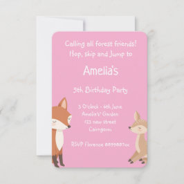 Woodland Animal Birthday Party Invitation 案内状