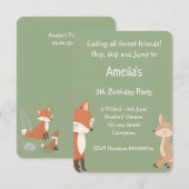 Woodland Animal Birthday Party Invitation 案内状 (正面/裏面)