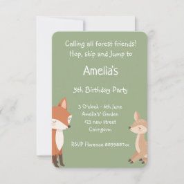 Woodland Animal Birthday Party Invitation 案内状