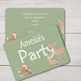 Woodland Animal Birthday Party Invitation 案内状