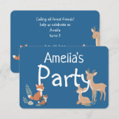  Woodland Animal Birthday Party Invitation 案内状 (正面/裏面)