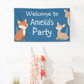 Woodland Animal Birthday Party Welcome Banner 横断幕 (インサイチュ)