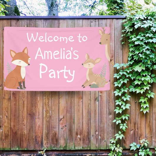 Woodland Animal Birthday Party Welcome Banner 横断幕