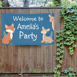  Woodland Animal Birthday Party Welcome Banner 横断幕