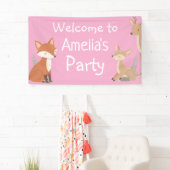 Woodland Animal Birthday Party Welcome Banner 横断幕 (インサイチュ)