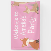 Woodland Animal Birthday Party Welcome Banner 横断幕 (縦)