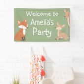 Woodland Animal Birthday Party Welcome Banner 横断幕 (インサイチュ)