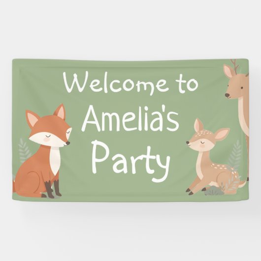 Woodland Animal Birthday Party Welcome Banner 横断幕 (横)