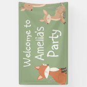 Woodland Animal Birthday Party Welcome Banner 横断幕 (縦)