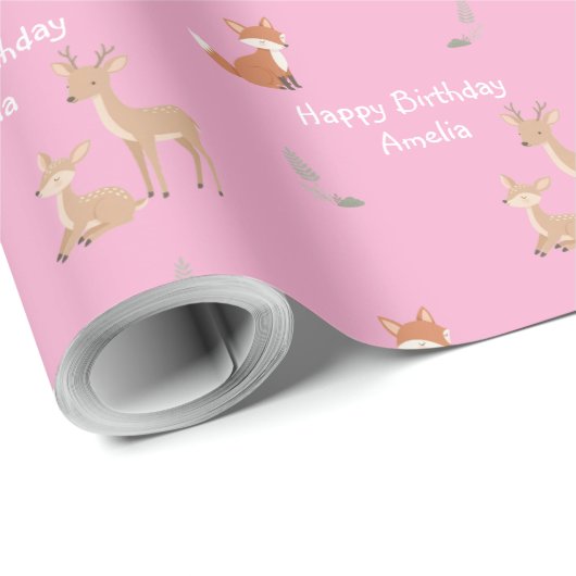  Woodland Animal Birthday Personalized  ラッピングペーパー (ロールコーナー)