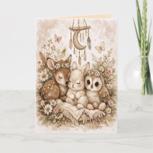 Woodland Animal Custom Friendship Greeting Card カード (正面)