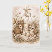 Woodland Animal Custom Friendship Greeting Card カード (黄色い花)