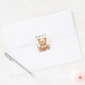 Woodland Animal Cute Bear Pastel Hearts Floral スクエアシール (封筒)