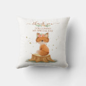 Woodland Animal Fox Baby Shower Botanical Design クッション (裏面)