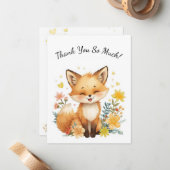 Woodland Animal Fox Kids Yellow Hearts Floral ノートカード (正面/裏面インサイチュ)