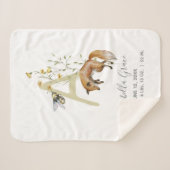 Woodland Animal Letter Aベビースクリプト誕生統計 シェルパブランケット (正面(横))