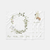 Woodland Animal Letter Aベビーマイルストーン フリースブランケット (正面(横))