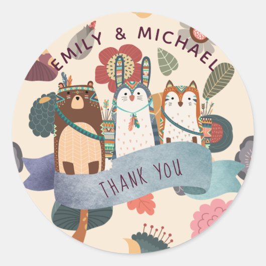 Woodland Animal Stickers for Friends, Envelopes ラウンドシール (正面)