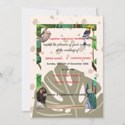 Woodland Animal Wedding Invitation  招待状 (正面)