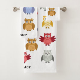 Woodland Animalsお名前モダン バスタオルセット