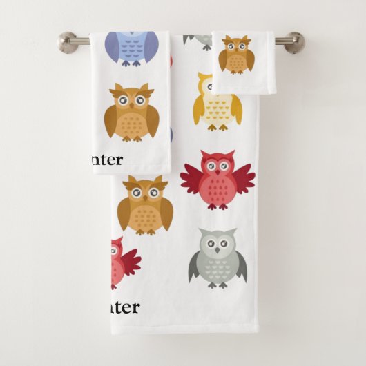 Woodland Animalsお名前モダン バスタオルセット (インサイチュ)
