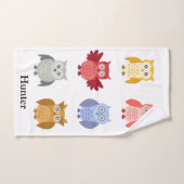 Woodland Animalsお名前モダン バスタオルセット (ハンドタオル)