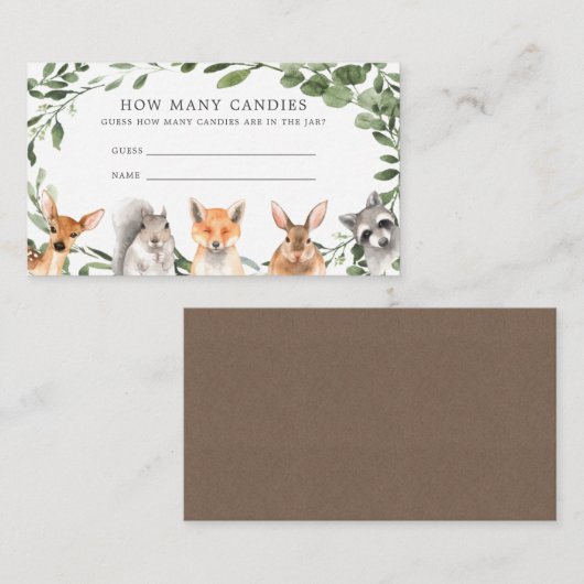 Woodland Animalsはキャンディカードの数を推測 エンクロージャーカード (正面/裏面)