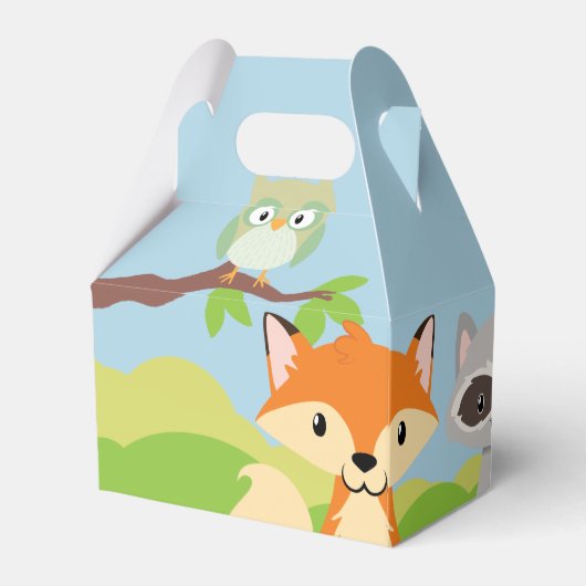 Woodland Animalsテーマパーティーの好意ボックス フェイバーボックス (裏面サイド)