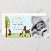 Woodland Animalsベビー誕生のお知らせ 案内状 (正面/裏面)